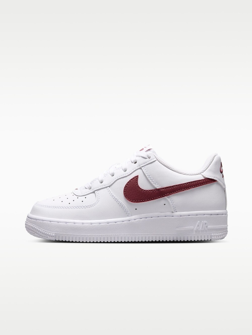 Nike White Kids Sneaker with Maroon Swoosh